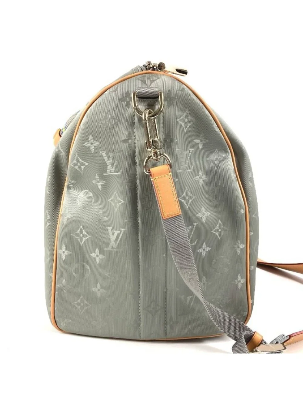 Louis Vuitton Boston Bag Keepall Bandouliere 50 Leather Canvas Gray